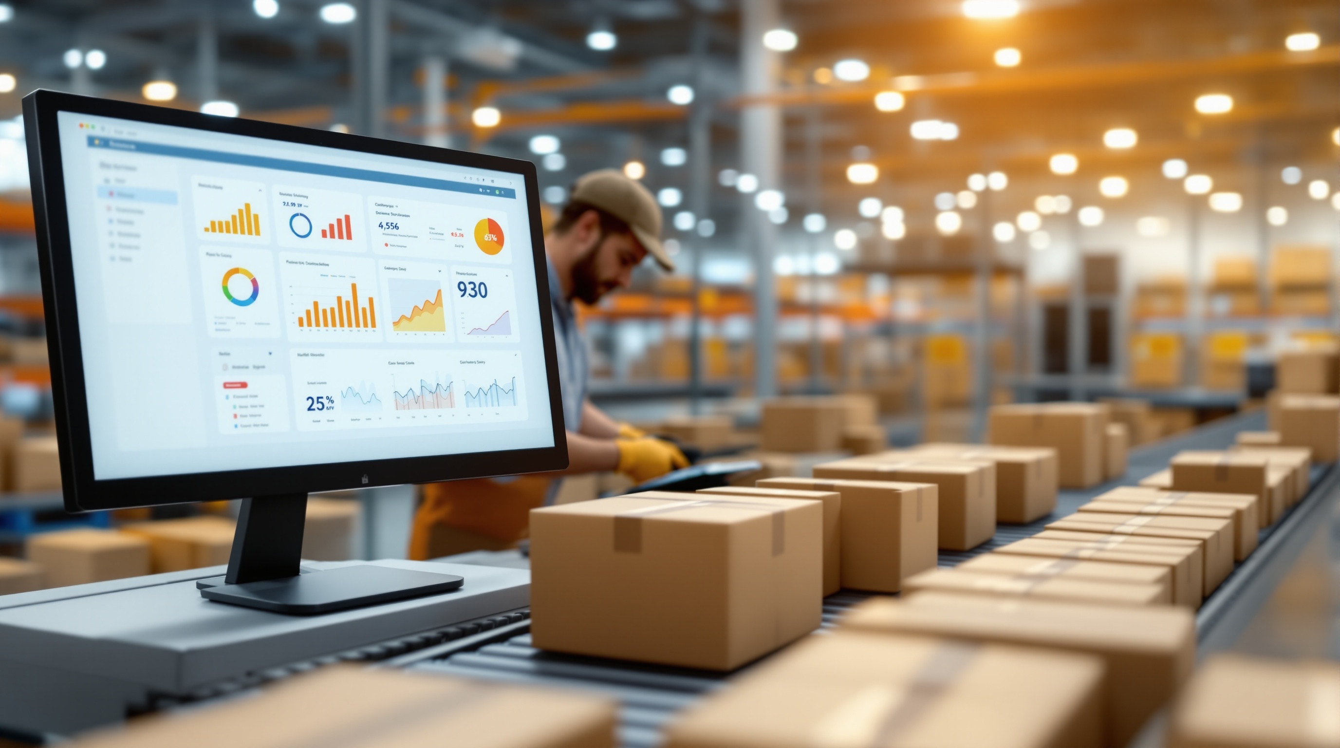 Área de empaque de cumplimiento de pedidos para comercio electrónico