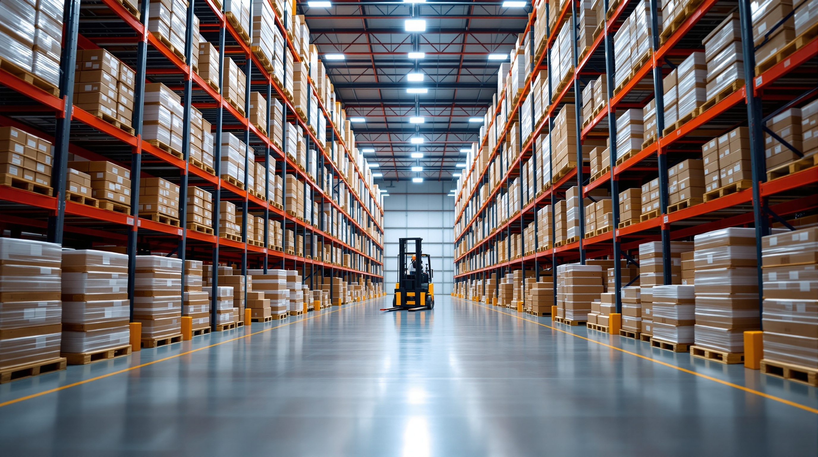 Almacén de productos con inventario en estanterías